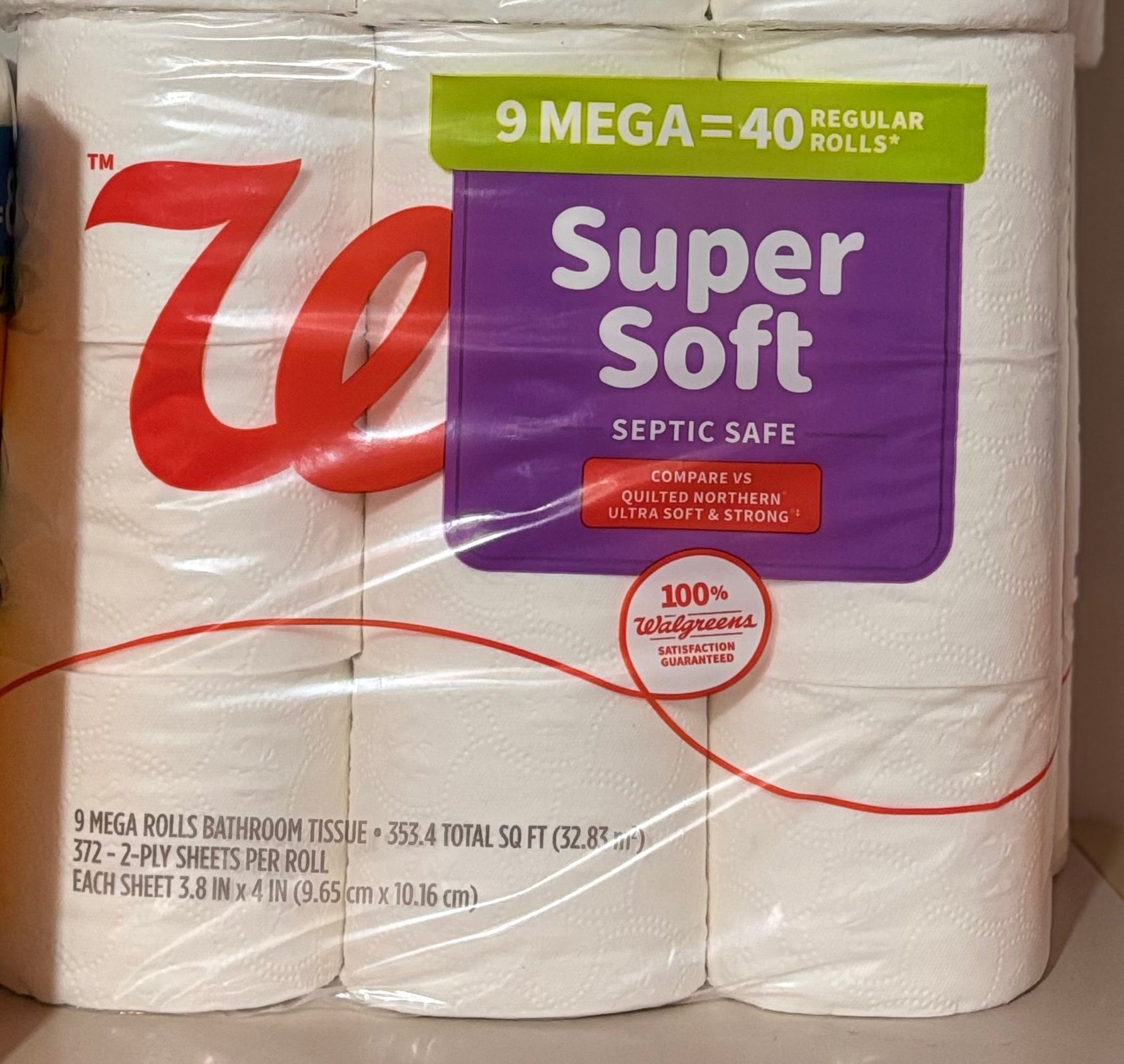 Walgreens toilet paper 9 mega rolls